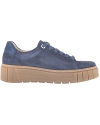 Gabor - Schoenen ,Blauw ,Suède Lace-Up Sneaker Met Brede Pasvorm - Lyst