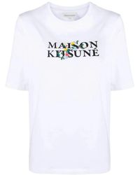 Maison Kitsuné - Camiseta de algodón con estampado de logo - Lyst