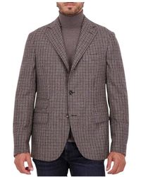 Slowear - Jassen ,Bruin ,Wol Bruin/Blauw Houndstooth Couture Jas - Lyst