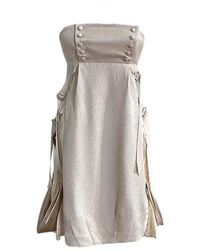 BCBGMAXAZRIA Runway Silk Blend Dress - Naturel