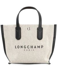 Longchamp - Canvas-handtasche mit lederelementen - Lyst