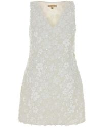 Michael Kors - Kleedjes ,Wit ,Leer Floral Embellished Scuba Mini Dress - Lyst