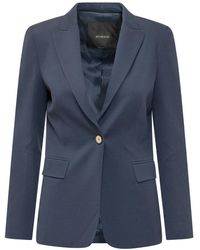 Pinko - Jassen ,Blauw ,Leer New Signum Blazer - Lyst