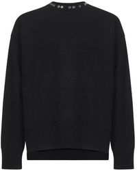 Jil Sander - Truien & Vesten ,Zwart ,Wol Zwarte Wollen Trui Met Metalen Versiering - Lyst