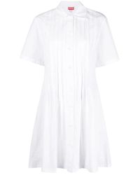 KENZO - Kleedjes ,Wit ,Katoen Poplin Overhemdjurk - Lyst