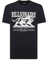 Billionaire - Tops ,Blauw ,Katoen T-Shirt Ronde Hals Ss Lion - Lyst
