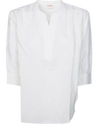 Sun 68 - Overhemden ,Wit ,Katoen Camicia Serafino Lino - Lyst
