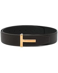 Tom Ford - Accessoires ,Bruin ,Leer Grain Leather T Icon Belt - Lyst