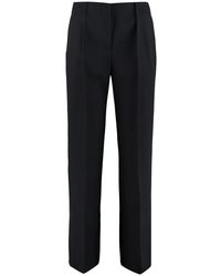Jil Sander - Broeken ,Zwart ,Wol Cropped Wollen Broek Met Achterzakken - Lyst
