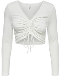 ONLY - Overhemden ,Wit ,Polyester Ruching Short Top - Lyst