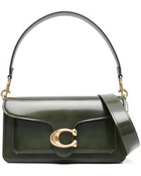 COACH - Grüne Leder-Schultertasche Mit Logo - Lyst