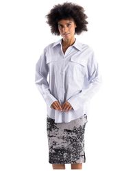 Akep - Overhemden ,Blauw ,Katoen Wijde Muslin Katoenen Shirt - Lyst