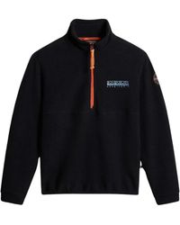 Napapijri - Fitness ,Zwart ,Polyester Half-Zip Fleece Anderby - Lyst