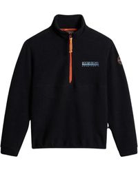 Napapijri - Fitness ,Zwart ,Polyester Half-Zip Fleece Anderby - Lyst