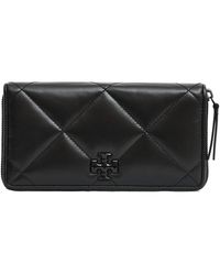Tory Burch - Schwarzes Reißverschluss-Continental-Portemonnaie - Lyst