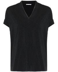 Brunello Cucinelli - Tops ,Grijs ,Katoen Grijze T-Shirts En Polo's Met Kettingdetail - Lyst