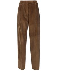 Rohe - Broeken ,Bruin ,Daria Single Pleat Straight Leg Corduroy Broeken - Lyst