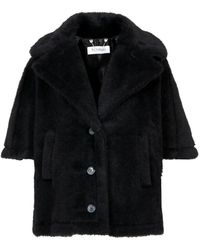 Max Mara - Zwarte Schapenvacht Jas Met Kraag En Zakken - Lyst