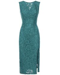 Pinko - Kleedjes ,Groen ,Jurk Met Kant En Split Aan De Zijkant - Lyst