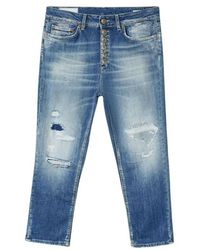 Dondup Jeans koons gioiello con bottone rosso senza rotture - Blu