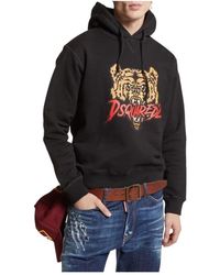 DSquared² - Hoodies & Sweatvesten ,Bruin ,Katoen Cool Fit Hoodie Met Berenprint - Lyst