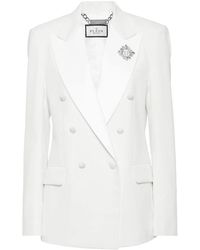 Philipp Plein - Crepe En Satijnen Double-Breasted Blazer - Lyst