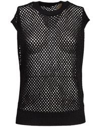 Dondup - Truien & Vesten ,Zwart ,Gebreid Vest Met Open Structuur - Lyst