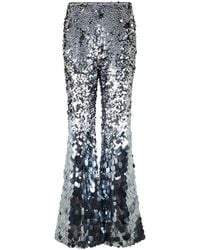 Alberta Ferretti - Broeken ,Grijs ,Pailletten Broek Met Wijde Pijpen En Pailletten - Lyst