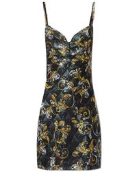 Versace Jeans Couture - Paillettenkleid Mit Barockmuster - Lyst
