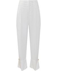 DARKPARK - Wijde Katoenen Broek Met Gouden Knoop - Lyst