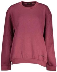 Roberto Cavalli - Hoodies & Sweatvesten ,Paars ,Katoen Paarse Crew Neck Sweatshirt Met Borduursel - Lyst