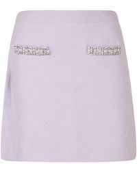 Self-Portrait - Rokken ,Paars ,Wol Crystal Trim Knit Skirt - Lyst