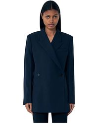 Jil Sander - Jassen ,Blauw ,Wol Double-Breasted Wool Blazer - Lyst