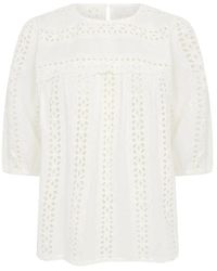 Kaffe - Bestickte Bluse Mit 3/4 Ärmeln - Lyst
