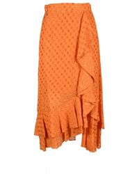 L'Autre Chose - Rokken ,Oranje ,Metallic Viscose Rok - Lyst