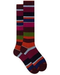 Gallo - Wo long fuchsia cotton and socks with multicoloured macro stripes - Lyst