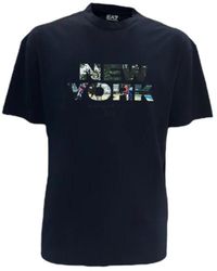 EA7 - Tops ,Blauw ,Katoen Short Sleeve T-Shirt - Lyst