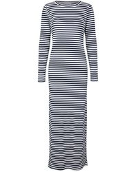 Lolly's Laundry - Kleedjes ,Blauw ,Gestreepte Maxi Jurk Met Lange Mouwen - Lyst