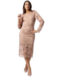 Kocca - Kleedjes ,Roze ,Elegante Driekwart Mouw Kanten Jurk - Lyst