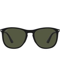 Persol - Klassische schwarze sonnenbrille mit grünen gläsern - Lyst