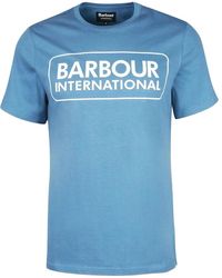 Barbour - Tops ,Blauw ,Katoen Groot Logo T-Shirt Blauw Horizon - Lyst