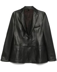 ジャケット TAGLIATORE BLACK BLAZER Tagliatore Leather Blazer | Black | FARFETCH