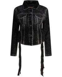 Balenciaga - Schwarze Denimjacke Mit Schnürung Am Rücken - Lyst