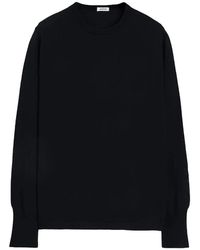 Aspesi - Truien & Vesten ,Zwart ,Wol Zwarte Merino Wol Lange Mouw Trui - Lyst