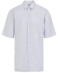 Maison Margiela - Camicia bianca in cotone con righe blu - Lyst