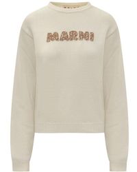 Marni - Wollpullover Mit Laser-Cut-Logo - Lyst