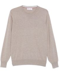 Brunello Cucinelli - Grauer Kaschmir Rundhals Pullover - Lyst