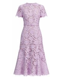 Self-Portrait - Kleedjes ,Paars ,Leer Lace Midi Jurk - Lyst