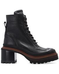 See By Chloé - Mahalia Leather Lace-Up Boots - Lyst