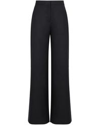 Max Mara - Broeken ,Blauw ,Katoen Hoge Katoenen Broek Met Zijzakken - Lyst